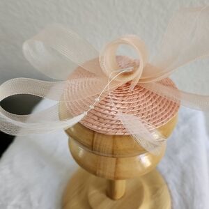 Dainty Peach Fascinator with Feathers